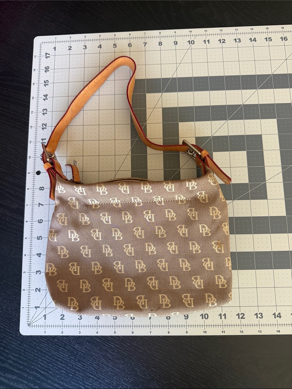 Dooney & Bourke Brown Monogram Shoulder Bag with Tan Strap - Picture 3 of 5